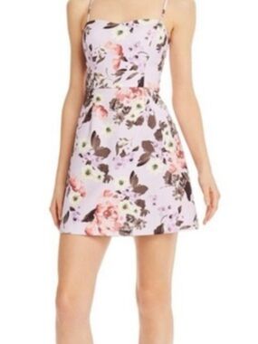 French Connection Lavender Floral Spaghetti-Strap Mini Dress